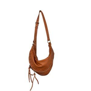 Pebbled Vegan Leather‎ Adjustable Strap Crossbody Sling Bag Cognac Brown